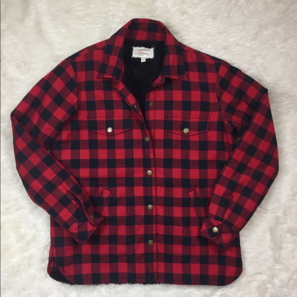 Buffalo plaid workmen Shirt Sherpa  jacket